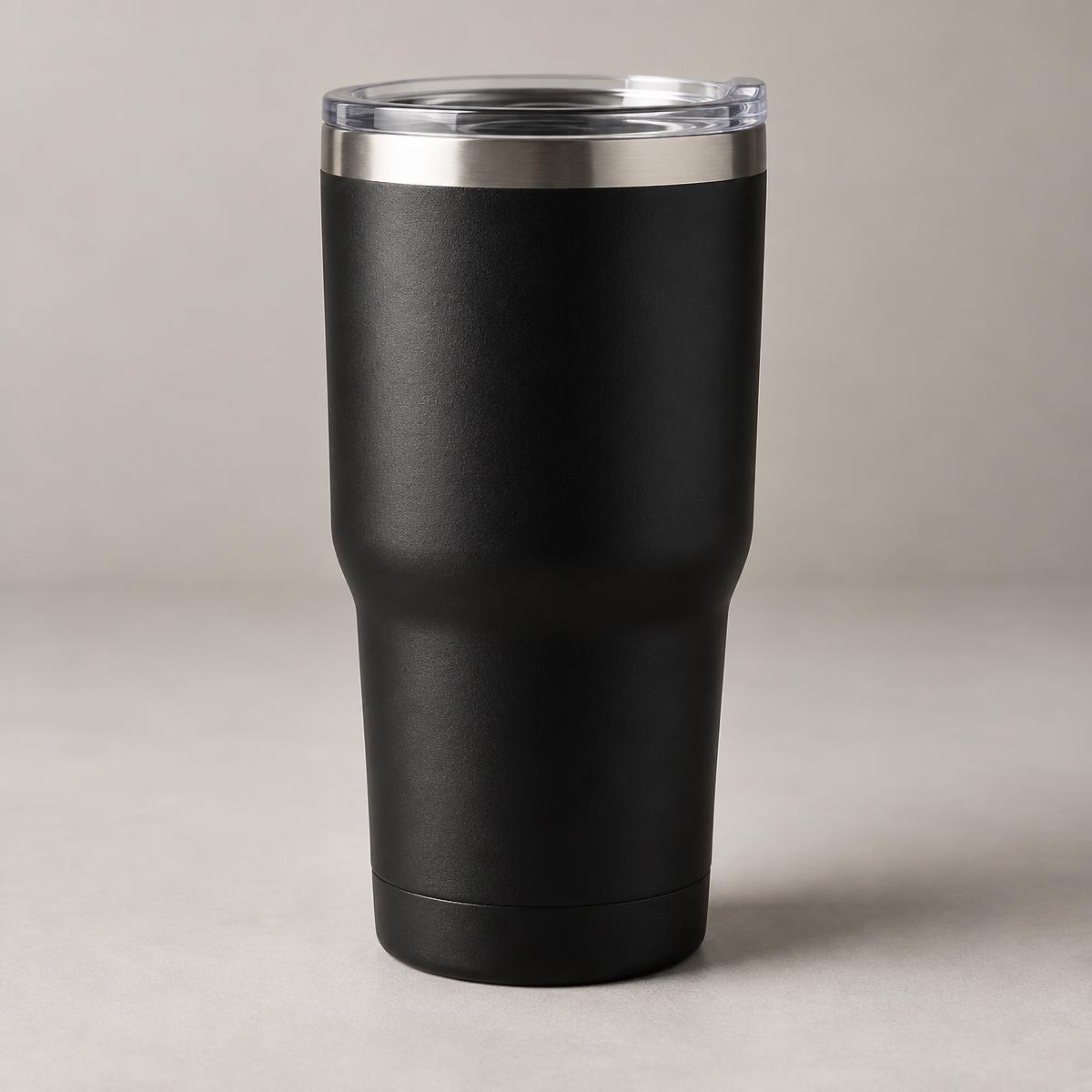 Matte black Sobriety Gang insulated tumbler